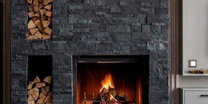 Каменный камин черный купить 3D панели RKS SLATE Сланец Black Slate Modern (1)