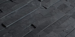 Черная плитка из натурального камня для ванной комнаты 3D панели RKS SLATE Сланец Matt Black Slate Classic заказать с доставкой (1)