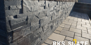 Цоколь дома облицованный черной каменной мозаикой фото 3D панели RKS SLATE Сланец Matt Black Slate Modern заказать (5)