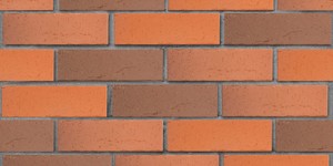 Клинкерный кирпич ЛСР Ричмонд красный флэшинг, Винтаж, 0.7НФ на сером шве