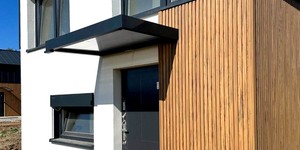 Реечная панель ДПК Turtle Shell, Middle Lines, Siberian Pine Co-Extrusion облицовка фасада рейками фото (6)