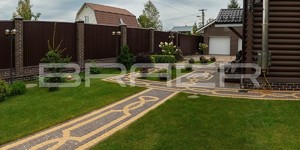 Узоры из тротуарной плитки БРАЕР фото - Классико круговая коричневый, песочный, белый и винный (3)